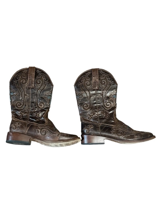 Roper Shoes - Roper Brown Embroidered Leather Western Boots 7.5